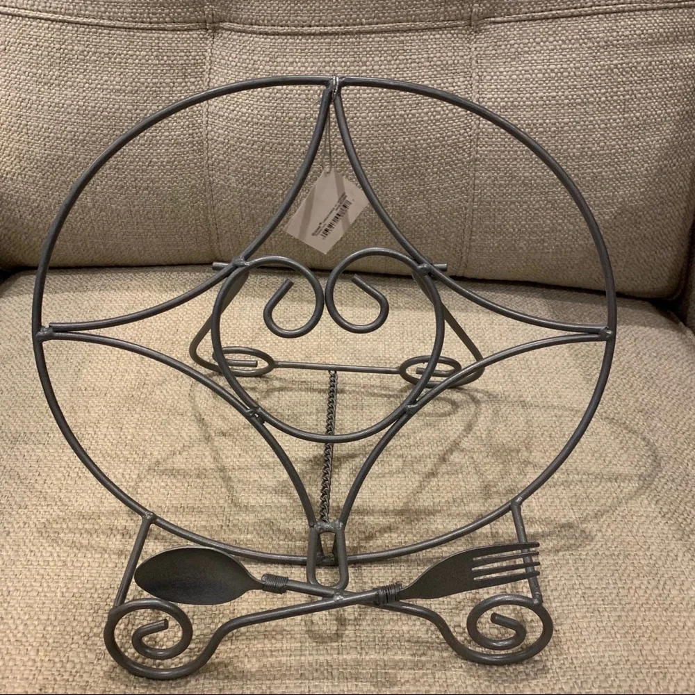 Unique Knife & Fork Silver Cookbook Stand